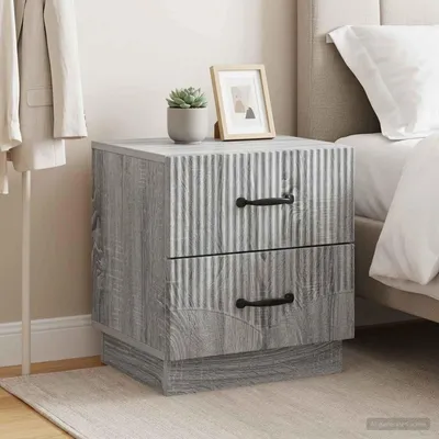 Immagine prodotto di Maison Exclusive - Comodino, set da 2 pezzi, grigio Sonoma, 43 x 34,5 x 44,5 cm