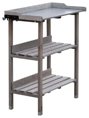 Produktbild von ITA Pflanztisch aus Holz 76x38x89 cm Grau - Mit verzinkter Arbeitsplatte und Ablageboden - Gärtnertisch - Qualität Direkt vom Hersteller - Outdoor & Indoor