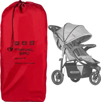 Produktbild von Rote Reisetasche für Kinderwagen Größe zu 120x35x35 cm  Transporttasche Buggy Tragetasche Faltbar als Rucksack perfekt am Flughafen beim Einchecken Bahnhof Autofahrten [085]