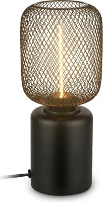 Image de Briloner RIST Lampe de table, maille métallique, interrupteur à câble, douille E27, noir, Ø10 x 25 cm