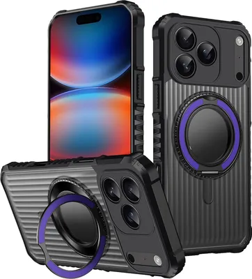 Obrázek produktu pro Pouzdro MagSafe pro Apple iPhone 17 Pro s 360° kroužkovým držákem na ochranu fotoaparátu fialové