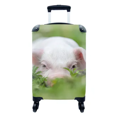 Produktbild von MuchoWow® Koffer Handgepäck Trolley Rollkoffer Kleine Reisekoffer mit 4 Rollen - Schwein - Tiere - Groß - Cabin Size < 55x40x23 cm & 55x40x20 cm - Fotokoffer - Kabinenkoffer - Boardgepäck - Reise-Box - Reisekoffer - Reisegepäck - Koffer mit Bild - Trolley für Kinder