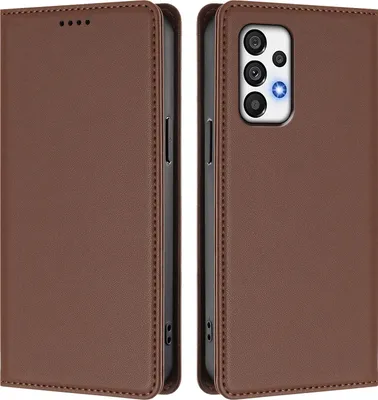 Produktbild von Handyhülle für Samsung Galaxy A72, Kunstleder Klapphülle Stoßfeste Magnetische Hülle mit Ständer Braun