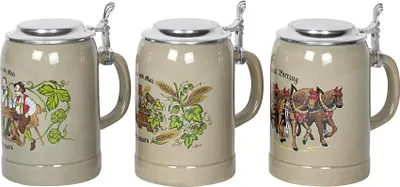 Produktbild von Bierseidel Kannenbcker mit Flachzinndeckel 0,5 l 3fach sortiert