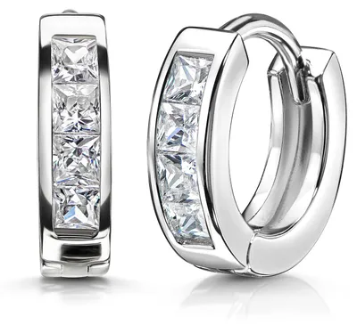 Produktbild von MATERIA Damen Ohrringe Klapp-Creolen aus 925 Sterling Silber mit Zirkonia Steinen weiß 15mm SO-453-Weiß