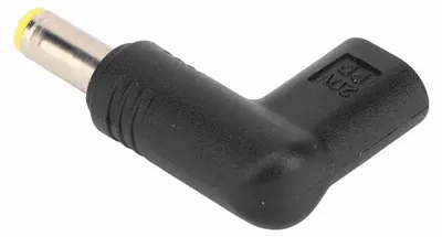 Obrázok produktu pre 100 W PD USB 3.1 typ C (samica) – adaptér USB-C na DC 18,5–20 V, 5,5 × 1,7 mm, s emulátorom PD a spúšťačom, 90° uhol