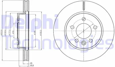 Produktbild von 2x DELPHI Bremsscheibe BG4343C 56 9mm 303mm
