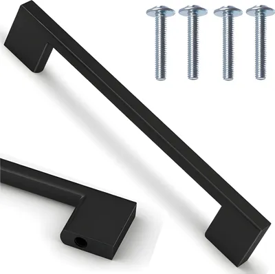 Zdjęcie produktu dla Uchwyt meblowy klasyczny czarny matowy enzo 161 mm rozstaw 128 mm kuchnia łazienka