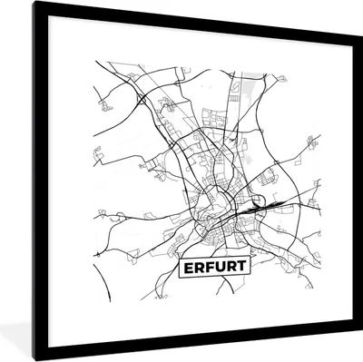 Produktbild von MuchoWow® Gerahmtes Poster Erfurt - Stadtplan - Karte 40x40 cm - Poster mit Schwarzem Bilderrahmen Wandposter Rahmen Foto Bilder - Poster - Plakat im Rahmen
