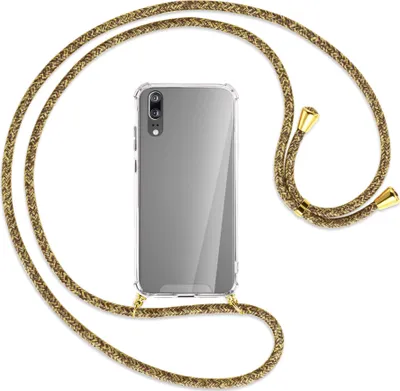 Produktbild von Handykette Backcover-Schutzhülle mit Band (Metall goldfarben) für Huawei P20 - braun+beige