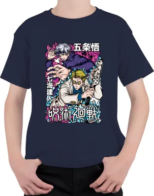 Immagine prodotto di Maglietta Jujutsu Kaisen Gojo Satoru Nanami Kento Manga Gift Retro Unisex Bambini, Navy, 152
