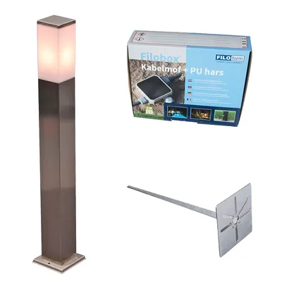 Immagine prodotto di Lampada da esterno a stelo in acciaio da 80 cm, IP44, Malios, con picchetto e pressacavo