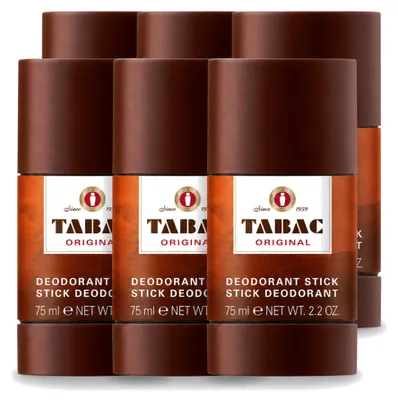 Image de 6 déodorants sticks "Tabac Original" - 75 ml - Pack économique - 6 pièces