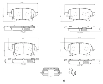 Produktbild von BREMBO Bremsbeläge Satz Hinten für JEEP Wrangler IV (JL) P 37 029