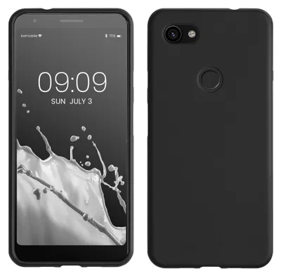 Productafbeelding van kwmobile hoesje voor Google Pixel 3a XL, TPU-hoesje - telefoonhoesje ondersteunt draadloos opladen, flexibele beschermhoes, rubberen hoes in mat zwart