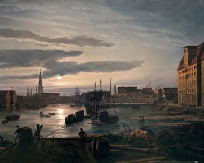 Produktbild von Johan Christian Dahl Kunstdruck Bild - Der Kopenhagener Hafen Im Mondschein, 1846 (40 x 50 cm)