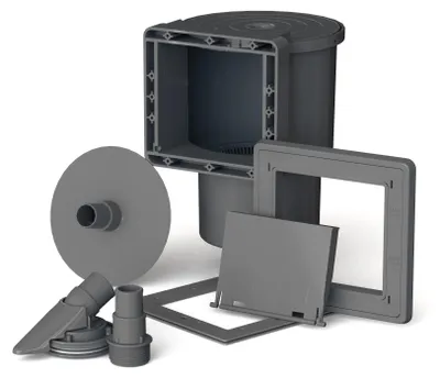 Productafbeelding van GRE stalen skimmer set voor zwembaden – grijs
