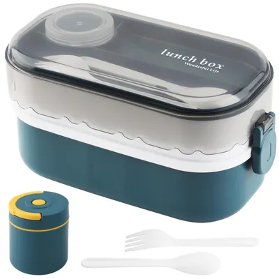 Bento-Lunchbox 2 Etagen 1400 ml 3 Fächer BPA-frei mikrowellengeeignet