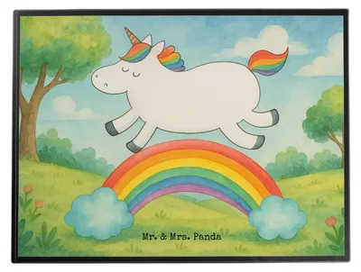 Produktbild von Mr. & Mrs. Panda Schreibunterlage Einhorn Regenbogen Design - Weiß - Geschenk, Unicorn, schreibtischunterlage, bastelunterlage, Glitzer, Erwachsenwerden, Einhornpower