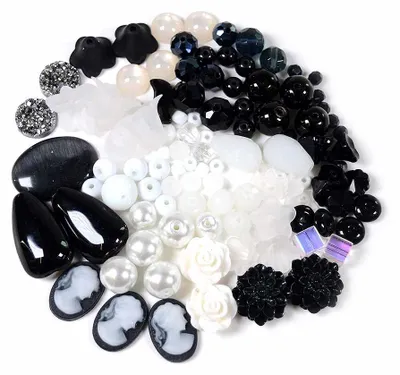 Produktbild von Vintageparts Schwarz-Weiße Perlenmischung Nica für DIY Schmuck
