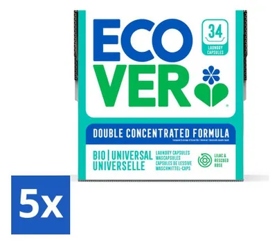 Produktbild von Ecover - Waschkapseln - Universal - Konzentrierte Formel - 34 Wäschen - Vorteilspack - 5 Stücke