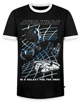Produktbild von Star Wars In A Galaxy Far, Far Away Männer Kontrast T-Shirt, M, Schwarz/Weiß