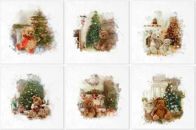Produktbild von Reispapier-Set - ITD 6pcs Teddybär unter dem Weihnachtsbaum Weihnachten