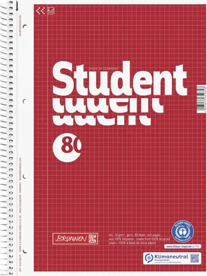 Produktbild von Kollegblock Student A4 kariert 70g/qm 80 Blatt Recycling grün Packung mit 5 Stück
