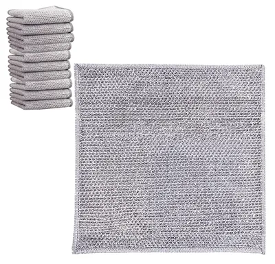 Productafbeelding van 10 stuks reinigingsdoekjes van 20x20 cm, herbruikbaar, geschikt voor servies, aanrechtbladen, roestvrijstalen en keramische kookplaten