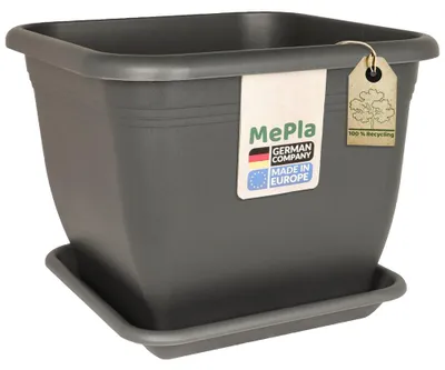 Produktbild von MePla - Set - Pflanzkübel Quadrat 33x33 + Untersetzer 28x28 - anthrazit