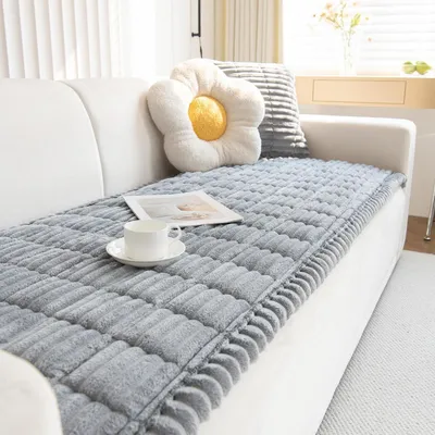 Productafbeelding van Corduroy sofaovertrek, lichtgrijs, 90x160 cm, antislip, dik, 1 stuk