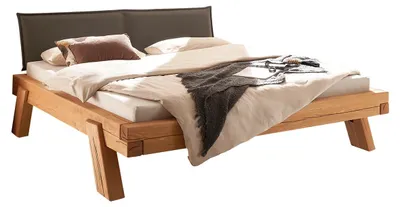 Produktbild von Balkenbett 'Dora I' 160x200cm Kiefer massiv eichefarbig honig gebeizt