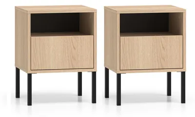 Produktbild von 2er-Set Nachtkonsole Barnee Nachtschrank 40x34x53cm Farbe wählbarLindberg Eiche