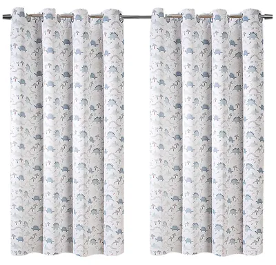 Produktbild von Heimtexland Kinder Deko Vorhang 2er Set Verdunkelungsgardinen Kinderzimmer Thermo-Gardine Sonnenschutz Kälteisolierend verdunkelnd Typ922 Dinos Ösenschal HxB 245x135 cm