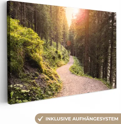Produktbild von OneMillionCanvasses® - Leinwandbilder - 150x100 cm, Wald - Baum - Grün, Wandbilder Kunstdruck Wanddekoration
