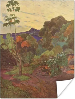 Produktbild von MuchoWow® Poster Landschaft auf Martinique - Gemälde von Paul Gauguin 120x160 cm - Wandbilder