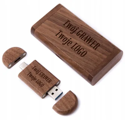 Obrázek produktu pro MemoRabbit Dřevěný USB flash disk Ořech 8GB USB-C Gravírování
