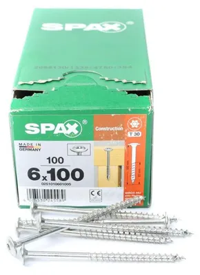 Immagine prodotto di SPAX® 0251010601005 SPAX® Holzbauschrauben T30 Tellerkopf WIROX 0251010601005 6 mm x 100 mm, 100 St.