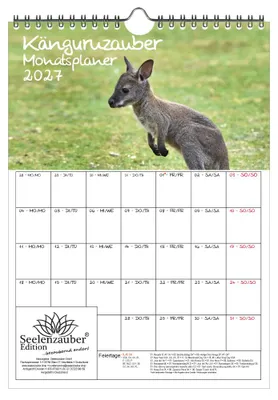 Produktbild von Känguruzauber Planer DIN A4 Kalender für 2027 Känguru - Geschenkset Inhalt: 1x Kalender, 1x Weihnachtsanhänger (insgesamt 2 Teile)