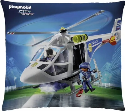 Produktbild von PLAYMOBIL Dekokissen 40 x 40 cm, Polizeihubschrauber