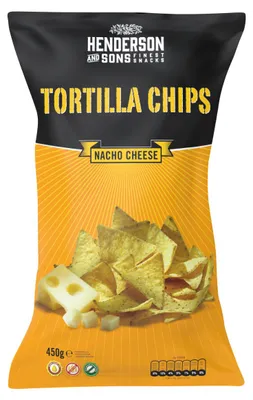 Image de Henderson and Sons Nacho Cheese Tortilla Chips sans gluten 450g