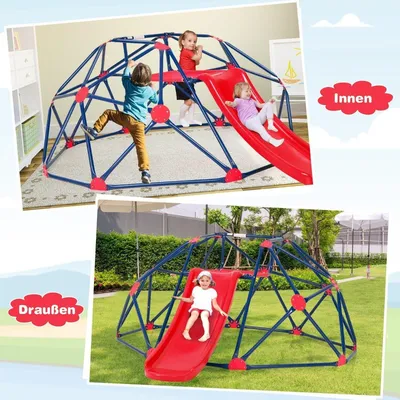 Obrázek produktu pro Prolézačka s šplhací kopulí a skluzavkou ve tvaru kopule 241,5 x 183 x 91,5 cm červená