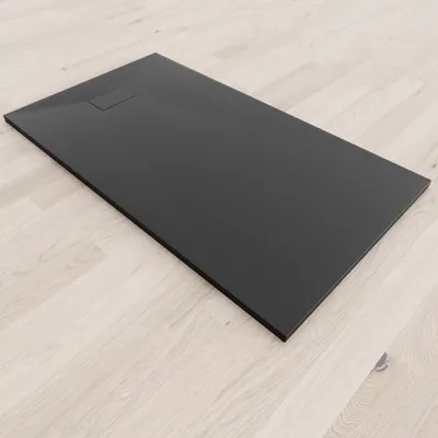 Produktbild von i-flair - SMC Duschwanne 160x90 cm mit anti-rutsch Oberfläche in schwarzer Steinoptik inkl. Ablaufgarnitur