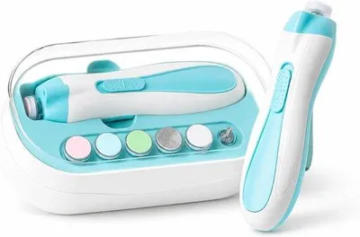 Produktbild von Elektrischer Baby-Nageltrimmer, sicherer Nagelknipser – mit 6 Schleifaufsätzen – LED-Beleuchtung