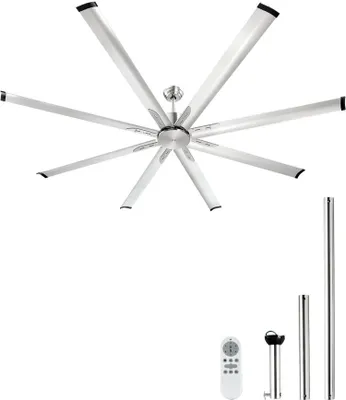 Produktbild von Deckenventilator 214cm ohne Beleuchtung, mit Fernbedienung, in gebürstetem Nickel - Premium Ventilator für Zuhause und Büro