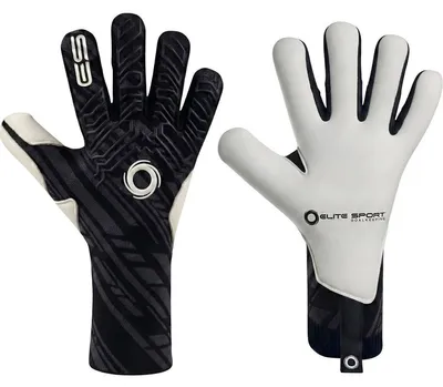 Productafbeelding van Elite Sport T1b Knit Keepershandschoenen - Zwart / Wit | Maat: 7