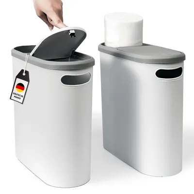 Image de Omgoods - Petite poubelle avec couvercle, 10 litres, idéale pour la salle de bain et la cuisine
