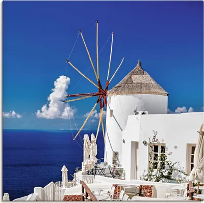 Produktbild von ARTland Leinwandbild Windmuehle in Oia - Griechenland Größe: 50x50 cm