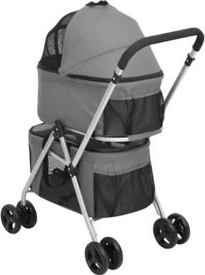 Imagen del producto de vidaXL Carrito para perros, para 2 perros, plegable, gris, 83x48x97 cm, tela Oxford