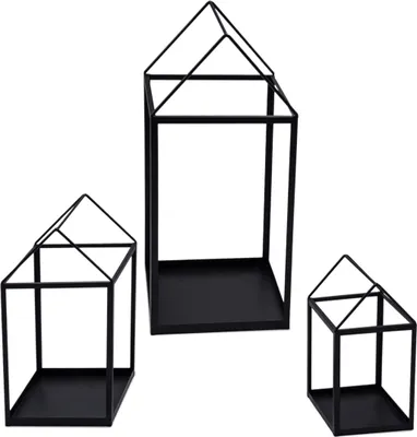 Immagine prodotto di 2.02 Lanterne in metallo in set da 3 - ca. 45 / 33 / 23 cm - lanterna aperta in nero